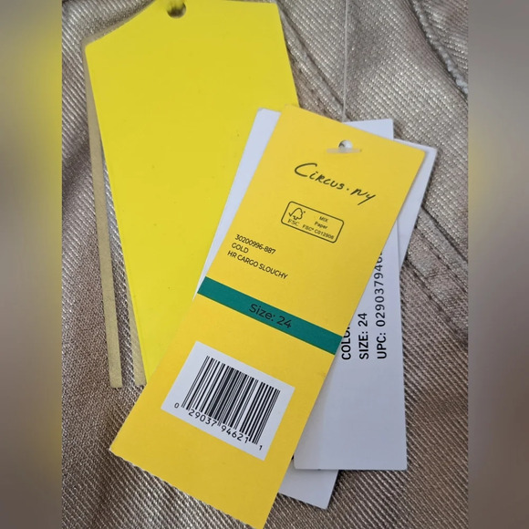 NWT Circus NY Slouchy Cargo Jeans Gold Metallic High waist Wide Leg sz 24 - Picture 6 of 16